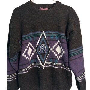 Vintage Concrete Mix Purple and Black Chunky Sweater